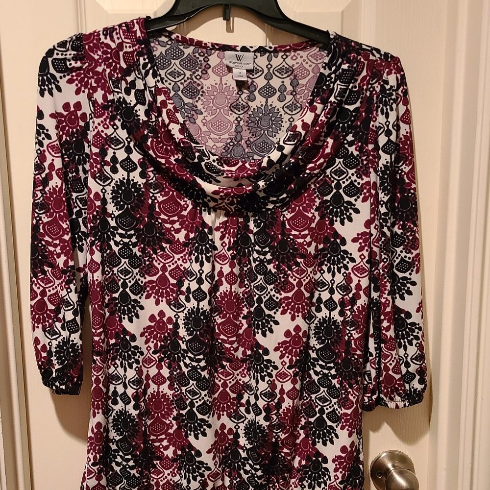 Worthington Blouse with BLack Red White Top. SZ M